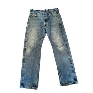 Levi's 501 Original Shrink To Fit Jeans Mens 33x32 Blue Rigid Denim Straight Leg
